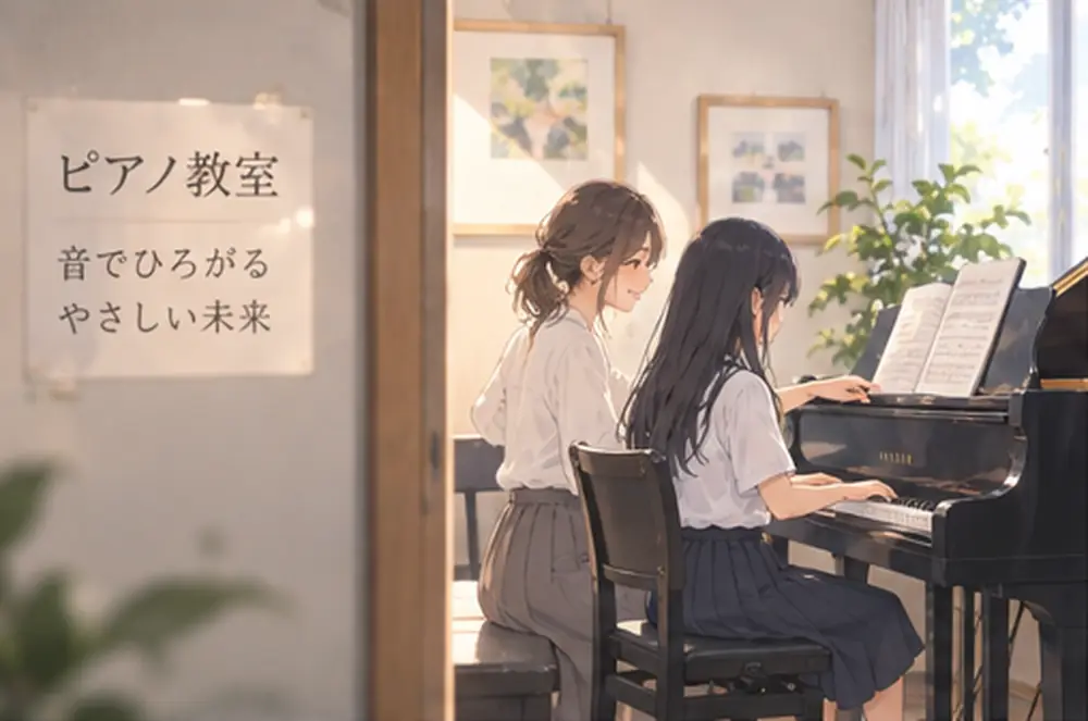 窓からの光が入るレッスン室